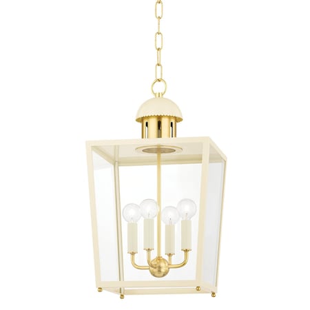 Mitzi June 4 Light Lantern 12 In. Aged Brass/Cream H737704S-AGB/SCR