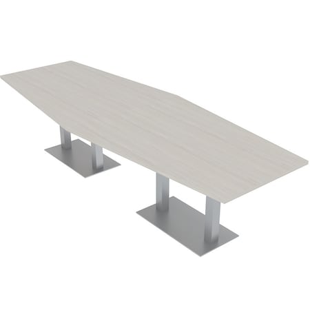 Skutchi Designs Hexagon Conference Table With Power Unit, 48 in W, 144 in L, Ivory HAR-HEX.IR-48X144-DOU-K458-NA