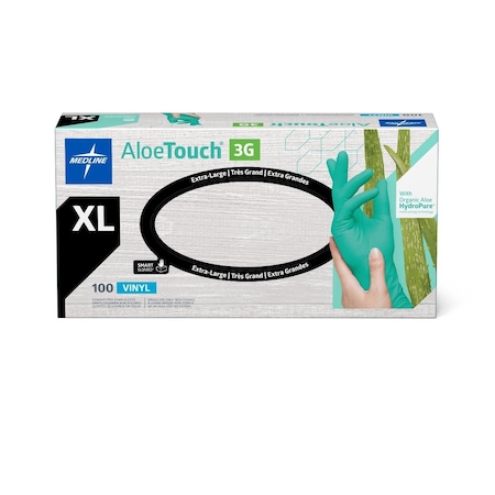 Medline AloeTouch 3G Synthetic Stretch Exam Gloves, Vinyl, Powder Free, Size XL, 1000PK MDS195177