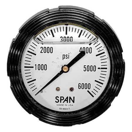 Span Industrial Pressure Gauge, 1/4 in NPT, Center Back Location LFC210-600-PSI-G-CERT
