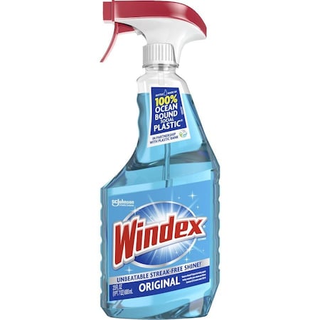 Windex Liquid Glass and Surface Cleaner, 23 oz., Blue, Unscented, Trigger Spray Bottle, 8 PK 313042