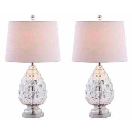 Jonathan Y Artichoke 25.5" Glass LED Table Lamp, Mercury Silver, 2PK JYL1076A-SET2