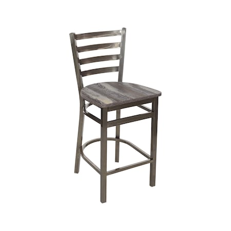 Bfm Seating Lima Ladder Back Counter Height Stool - Farm House Relic Seat - Steel Frame - Clear Coat Finish 2160HFHR-CL