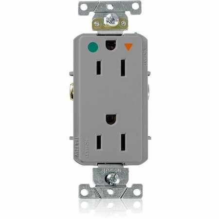 Leviton DPl HG/IG Rec 15A 125V Self-Gr Gry D8200-IGG