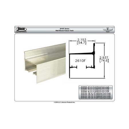 Le Johnson Track Set Sliding Door Fascia Wall Mount 72 in L - 200 Lbs 2610F72H