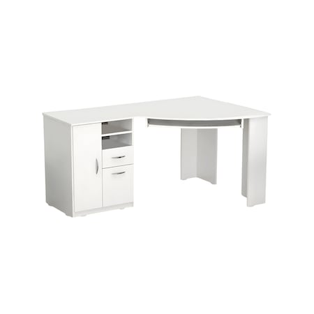 Homeroots 59" White Corner Computer Desk With Two Drawers 249807