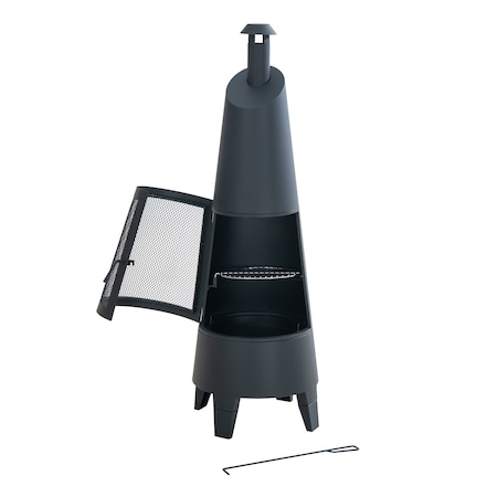 Sunjoy Raleigh Chiminea fireplace with PVC Cover Black A303005624