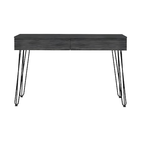 Homeroots 47" Gray and Black Computer Desk With Two Drawers 403814
