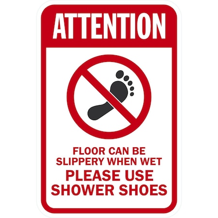 Lyle Attention, Floor Can Be Slippery When Wet Please Use, 12x18, Non-Reflective, White G-4724-NA_12x18