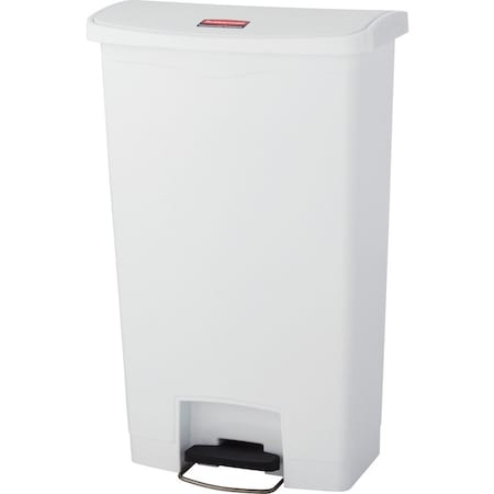 Rubbermaid Commercial Slim Jim Step-On 18 gal Rectangular Slim-Profile Plastic Can, White, Foot Pedal, Plastic, 13 in 1883559