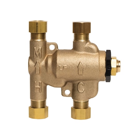 Watts 3/8 IN Lead Free Thermostatic Mixing Valve, Adjustable 80-120 F, Low Q Value 0204152