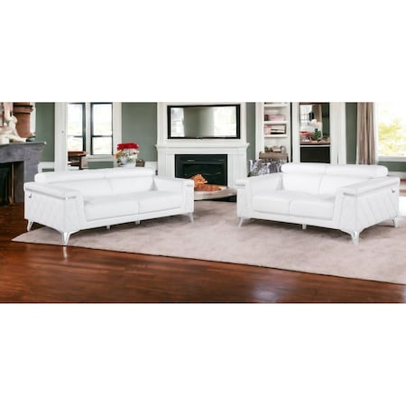 Homeroots Two Piece Indoor White Italian Leather Five Person Seating Set 534172