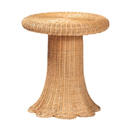 Bali & Pari Avalon Scallop Natural Rattan Side Table 259-14224-ZORO