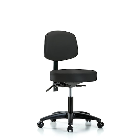 Blue Ridge Ergonomics Desk Stool, Vinyl, Bk, Casters, BLK BR-VDHST-RG-T0-RC-8540