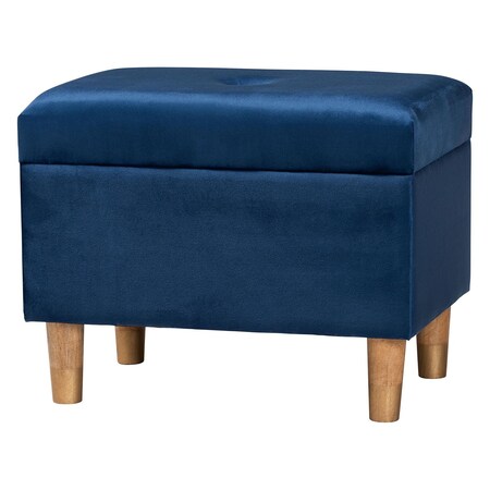 Baxton Studio Elias Modern Navy Blue Velvet Fabric Storage Ottoman 256-14053-ZORO