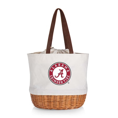 Picnic Time Family Of Brands NCAA Alabama Crimson Tide Coronado Canvas and Willow Basket Tote - Picnic Bag 203-00-187-004-0