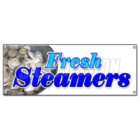 Signmission FRESH STEAMERS BANNER SIGN seafood oysters clams bottom dwellers B-Fresh Steamers