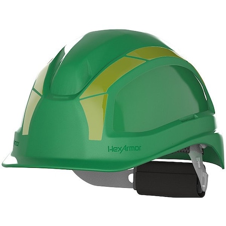 Hexarmor Safety Helmets, HDPE, 6 Point Ratchet, Type 1, Class E, Green 16-13004Y