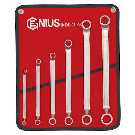 Genius Tools 6PC SAE Double Ended Offset Ring Wrench Set DE-7106S
