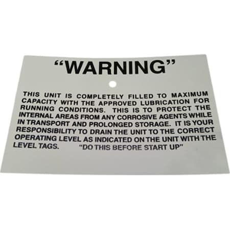 Caterpillar SIGN WARNING-LUB GEARBOX, CATERPILLAR OEM 109787 109787