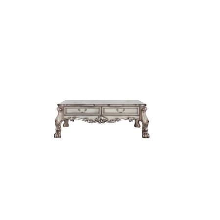 Homeroots 57" Bone Wood Coffee Table With Two Drawers 490765