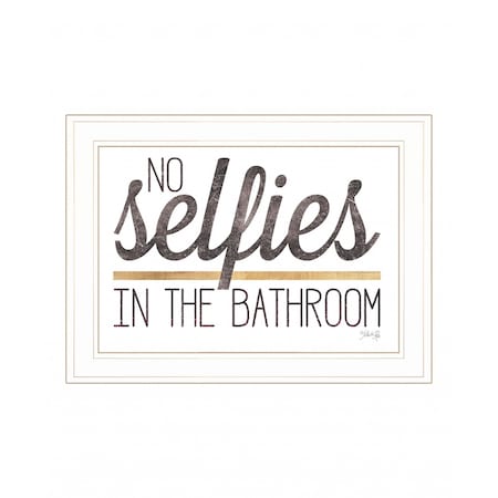 Homeroots No Selfies in the Bathroom 5 White Framed Print Bathroom Wall Art 408131