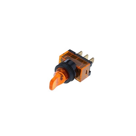 Switch Components Duckbill Toggle, 3P SPST OFF-ON, Amber Bulb TE6-1A-DC-1-AL