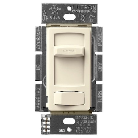 Lutron Lighting Dimmer, Slide, 1000W, Decora, Almd CT-103P-AL