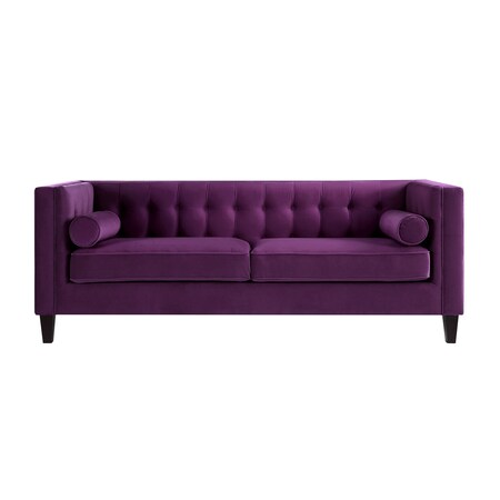 Homeroots 83" Purple Velvet Wood Sofa With Toss Pillows 543954