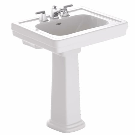 Procomfort LPT530.8N01 Promenade Pedestal Combo Bathroom Sink with Faucet Holes, Cotton White - 27.5 x 8 in. PR161548