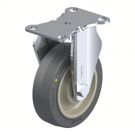 Zoro Select Plate Caster, Rigid, Rubber, 5 1/8"H P12R-PRP040B-12-EL
