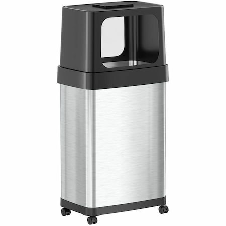 Hls Commercial 18 gal Rectangular Trash Can, Silver, 16.7" Dia, Dual Side Entry, Stainless Steel HLS18DPO