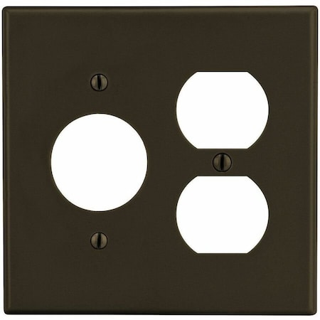 Hubbell Wiring Device-Kellems Wallplate, 2-Gang, 1) Duplex 1) 1.40" Opening, Brown P78