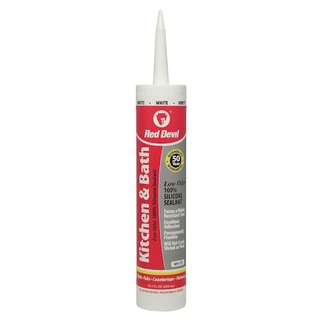 Red Devil 0 Silicone Sealant, White, 24 hr Curing, 60 to 400 deg F, 101 oz Cartridge 836