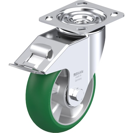Blickle Swivel Plate Caster, PU, 6", Brake LE-ALST 150K-14-FI-CO