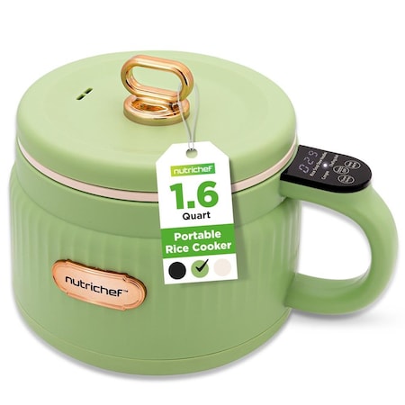 Nutrichef 1.6 QT Portable Electric Rice Cooker & Lunch Maker, Green NC12BGREEN