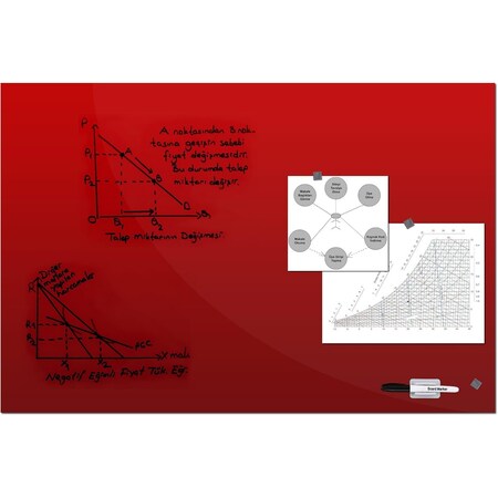 M&T Displays Frameless Tempered Glass Dry Erase Board Magnetic Board - Red - 23.63x35.44 inch T00MGB0469X2000