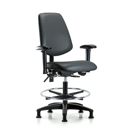 Blue Ridge Ergonomics Vinyl Chair, Vinyl, Adjustable Arms BR-VMBCH-MB-RG-T1-A1-CF-RG-8823