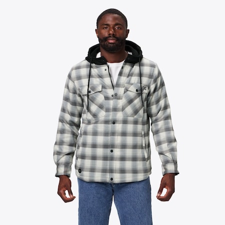 Men's Heated Hooded Jacket, Cream/Gray, Heats Up to 13 Hours 2XL