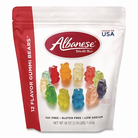 Albanese Worlds Best Gummi Bears, 12 Assorted Fruit Flavors, 36 oz Bag ACG53336
