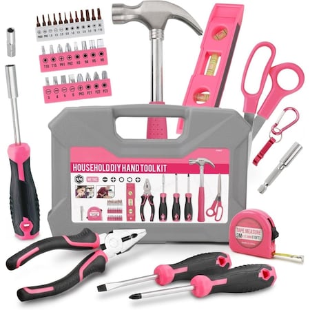 Wrightmaster 40-Piece Pink Home Tool Kit with Magnetic Screwdriver and Wire Cutters ZR-JMYpinktool