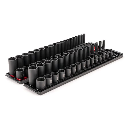 Tekton 3/8 in Drive Impact Socket Set, Metric, SAE, 68 pcs SID91219