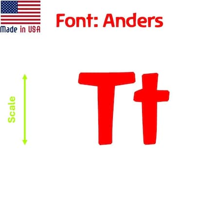 Aacc Self-Adhesive Vinyl Letter: T, Scale: 2 cm. Color: Red Font: Anders by, 4PK AACC-Anders-UT-Red-M2x4