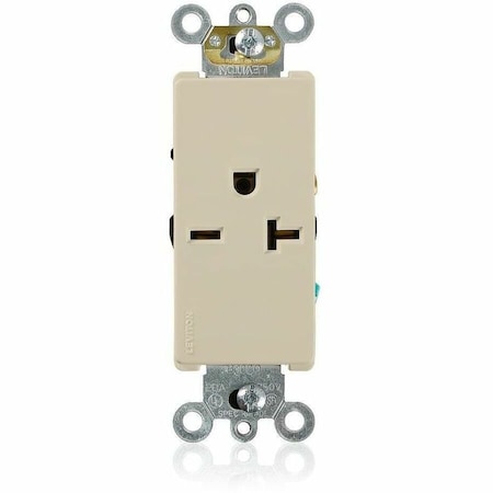 Leviton Straight Blade Receptacle, 6-20R, 20 A, 250V AC, 2 Pole, 3 Wire, Flush Mount, Grounded 16441-I