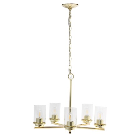 Homeroots Gold Chandelier Iron Ceiling Light With Clear Shades 651698