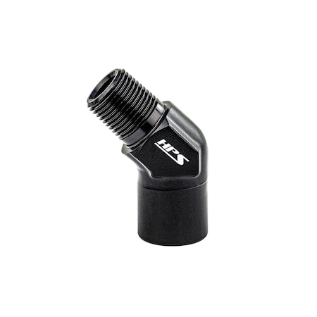 Hps Performance 45 Degree 1/4'' NPT Male To Female Adapter, Aluminum, Black AN915-02