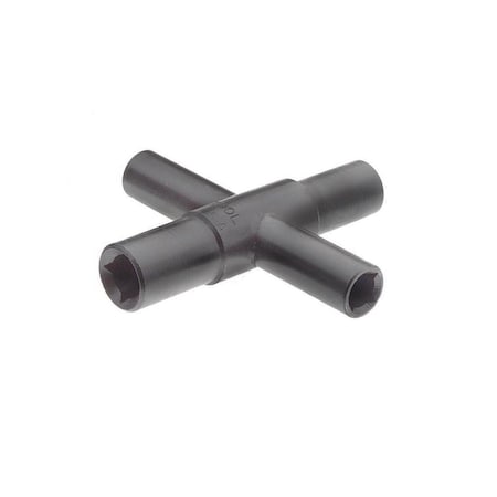 Superior Tool 4-Way Outdoor Sillcock Key, Compact, Square Stems Black 3960