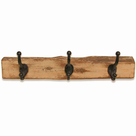 Homeroots 19in Brown Natural Rustic Live Edge Wood Three Hook Wall Mount Coat Rack 488153