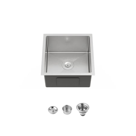 Wrightmaster 18 in. Undermount Single Bowl 20 Gauge Silver Stainless Steel Kitchen Sink with Drain ZOR-BR04D-181808
