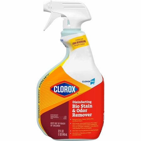 Cloroxpro Disinfecting Bio Stain & Odor Remover Spray, 32 fl oz (1 quart) Translucent, 9 PK CLO31903CT
